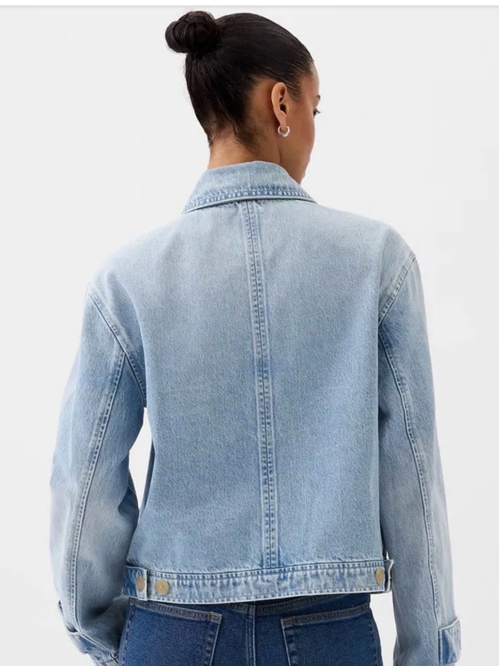 GAP Washed Drop-Shoulder Sleeves Pure Cotton Denim Jacket With Utility Pockets M - Picture 2 of 8